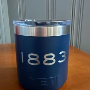 YETI Navy Blue Stainless Steel Tumbler with custom Lucchese logos